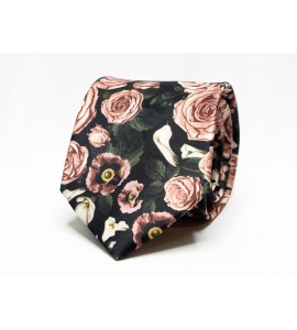 Men's Black Daisy Tie