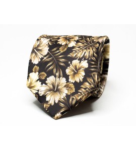 Tan and Black Floral Tie