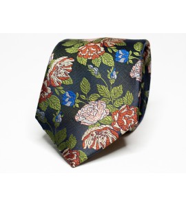 Men's stylish black floral tie