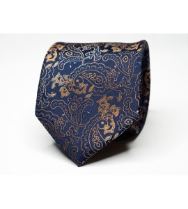 Navy and Gold Pattern Tie