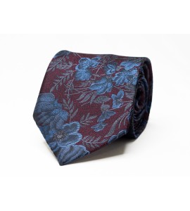 Burgundy and blue floral tie