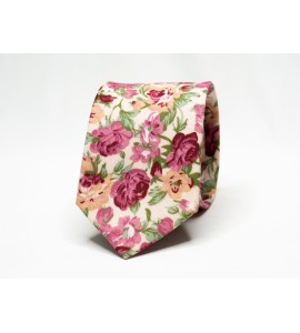 Cream Pink Floral Tie